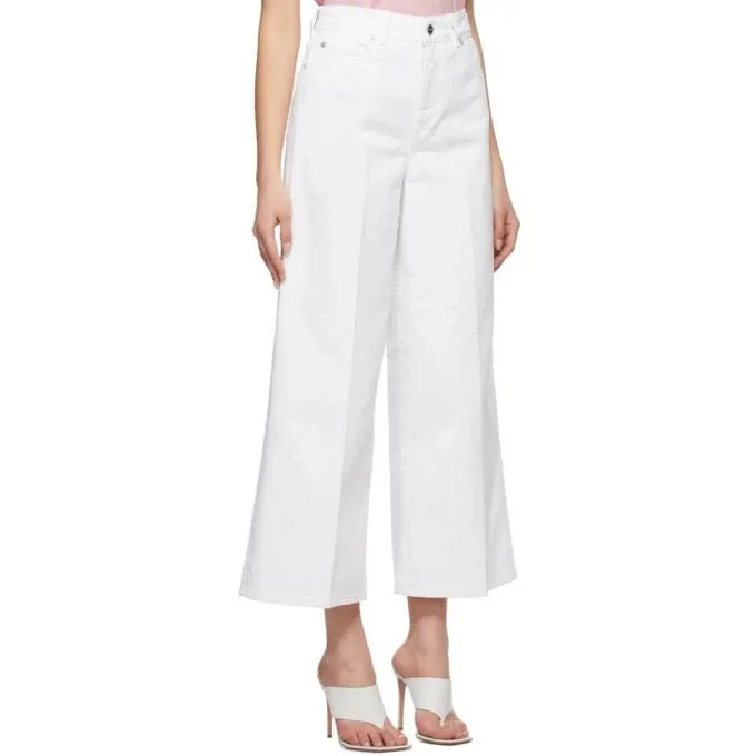 Victoria Beckham Portland‎ Mid Rise Wide Leg White Jeans Size 30 - Image 2