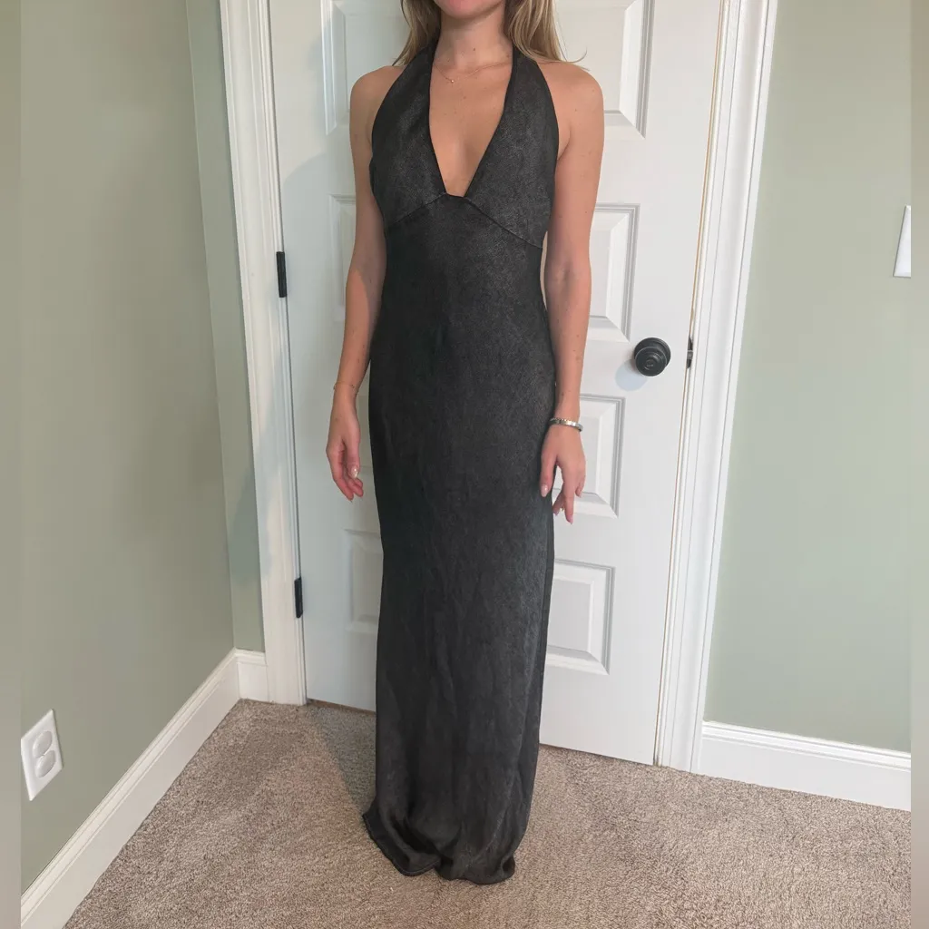 Free People Ella Dress size 2 dark Gray silver‎ Halter Dress - Image 5