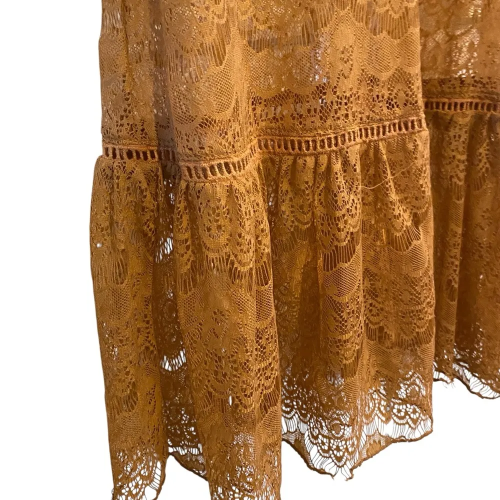 Scully New honey creek cap sleeve western wear Lace Butterscotch Tan Dress Brown Size M - Image 8