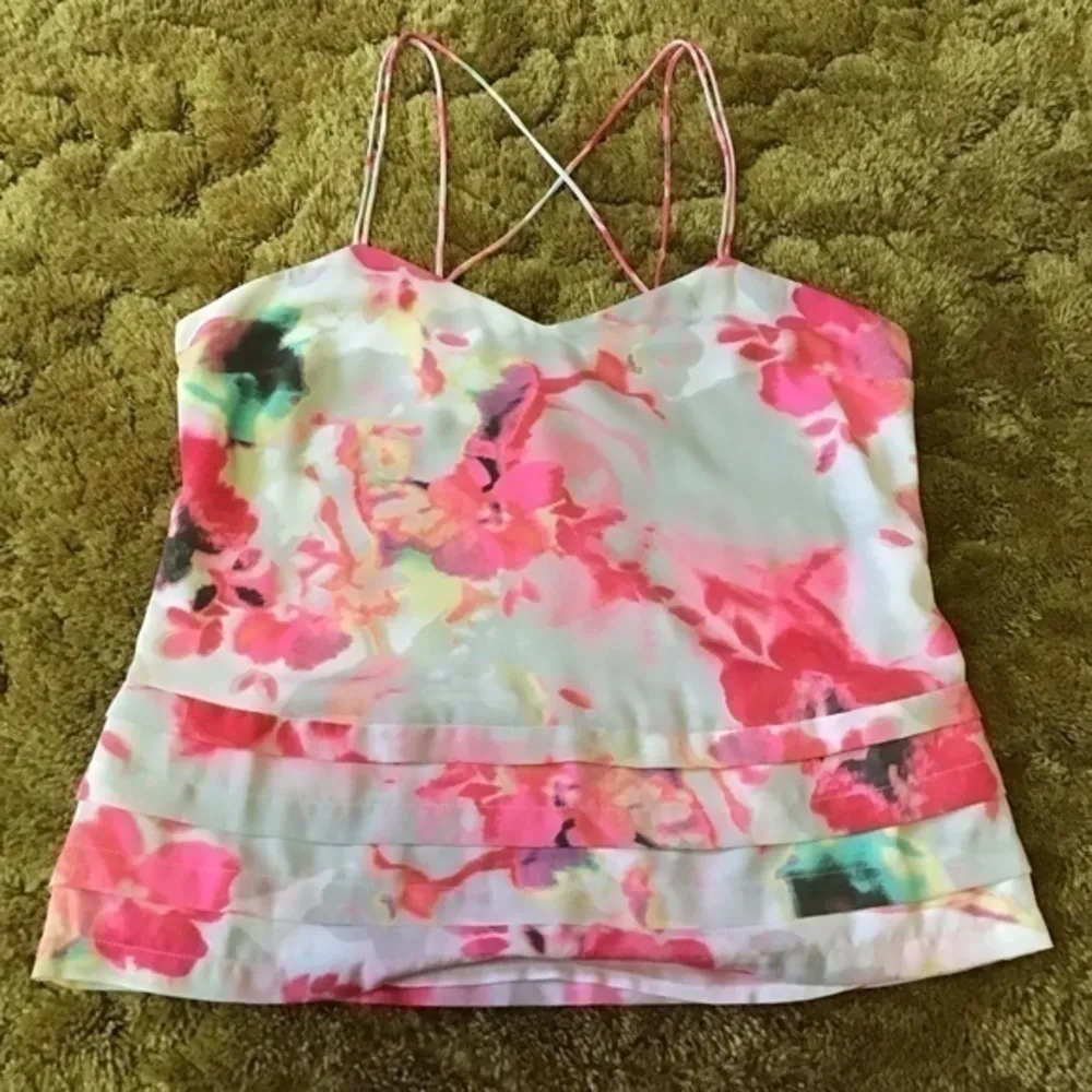 Candie’s Floral Y2K Spaghetti Strap Cami Top Criss Cross Back - Image 8