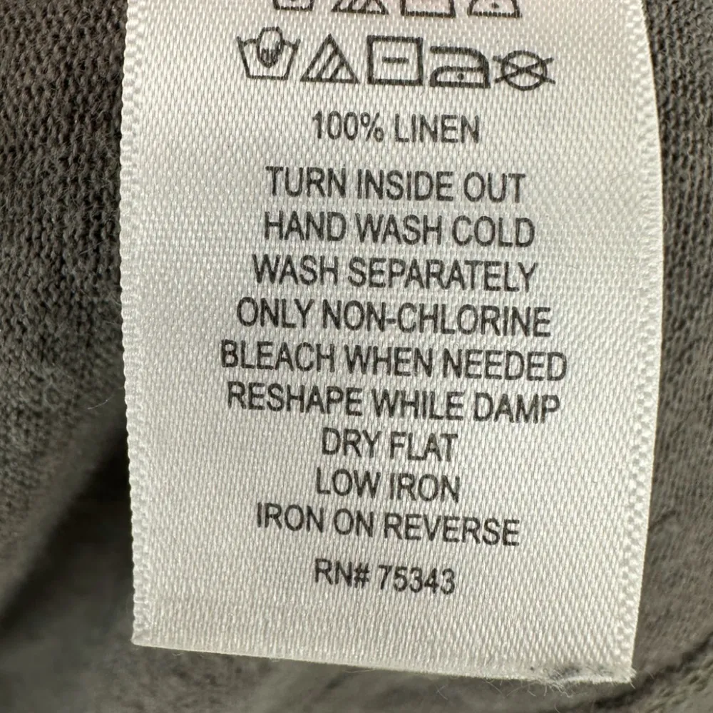 TAHARI | Large | 100% Linen Sage Round Neck Cap Sleeve Back Button Tee T-Shirt - Image 6