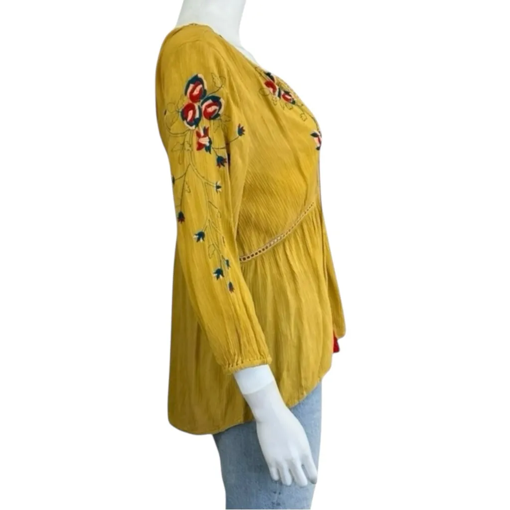 RAGA NWT Yellow Embroidered Blouse Size S - Image 4