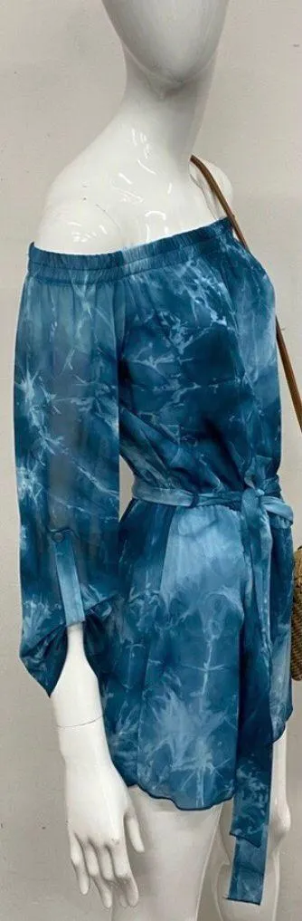 Women’s Yellow Tie Dye Romper (L) Blue Size L - Image 3