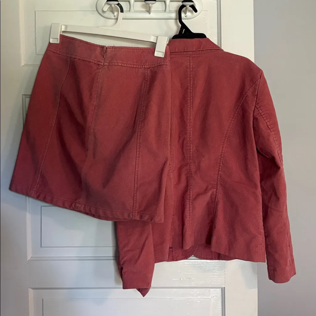 Vintage Ann Taylor Pink Corduroy Blazer and Skirt Set - Image 3