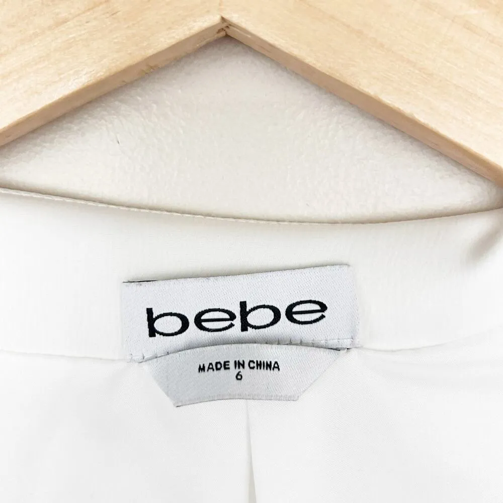 Bebe White Surplice Blouse Slit Arms Sz 6 - Image 2