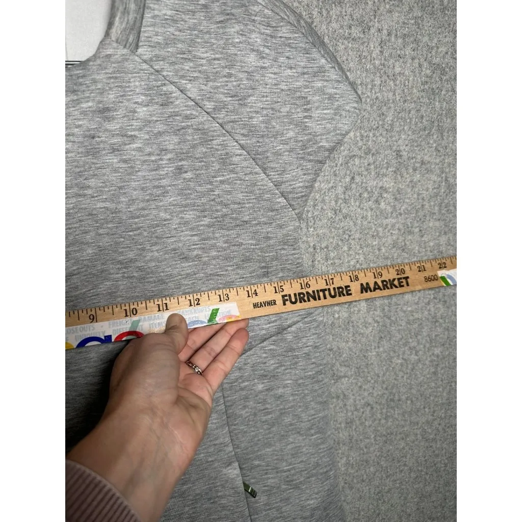 Zara Medium Womens Top Sweatshirt Heather Gray Cap Sleeve Zip Pockets Zip Back - Image 7