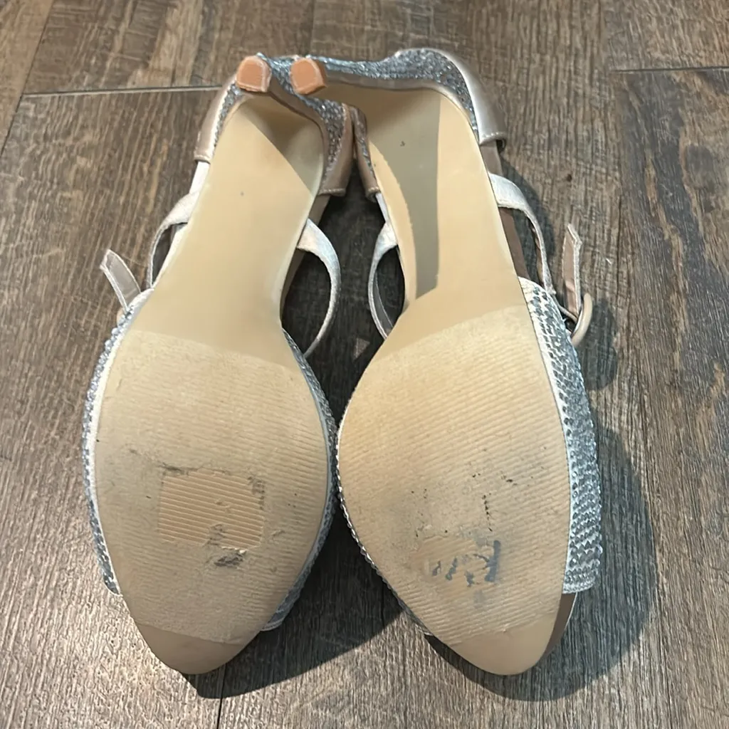 Mix No. 6 Women’s stilettos Heals  Glitter Sliver /Cream Rhinestones Size‎ 9 - Image 6