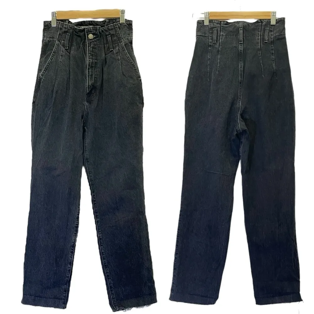 Abercrombie & Fitch Mom Jeans Black Wash Paper Bag Slouchy Jeans Size 26 | 2 - Image 11