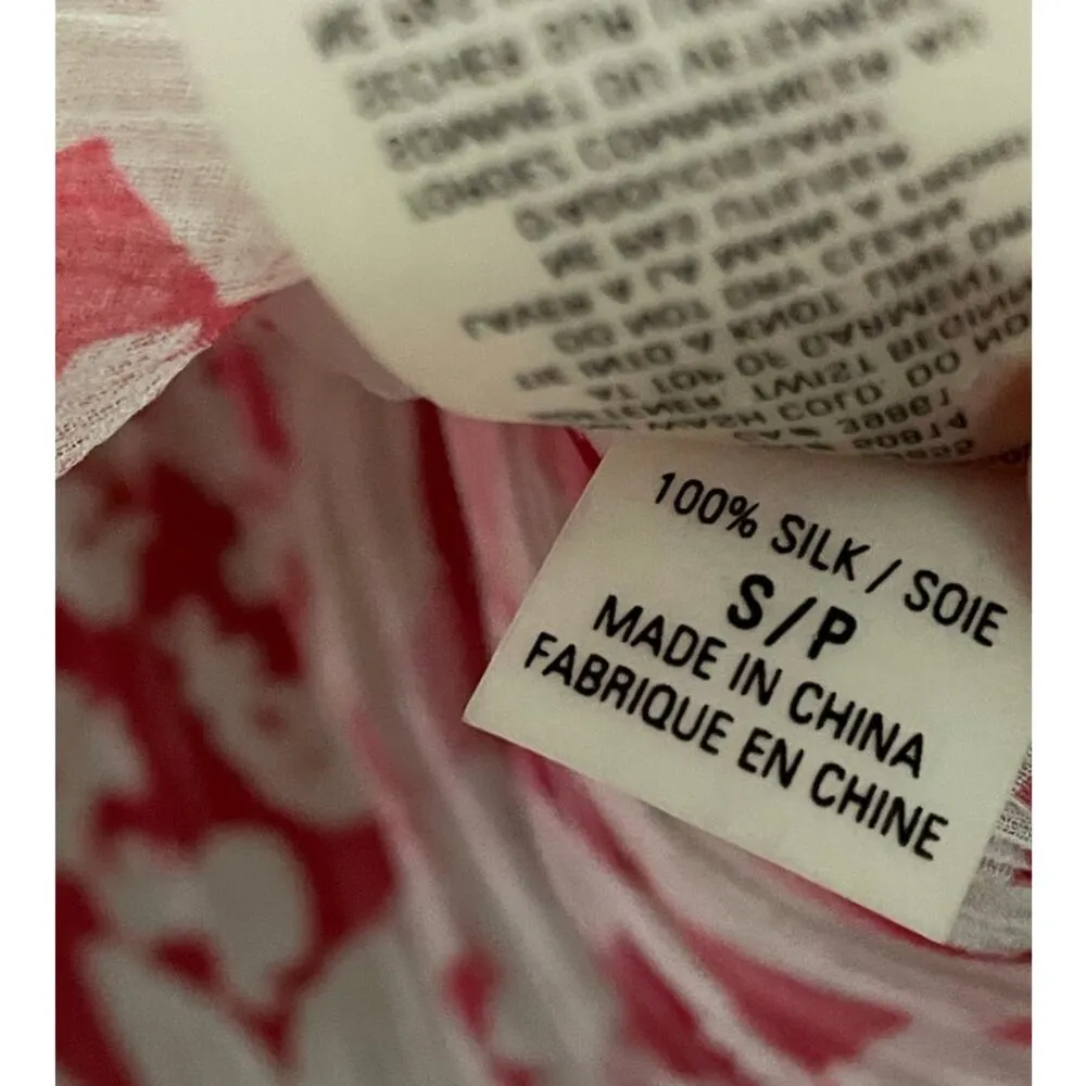 Elie Tahari Floral Sheer Silk Long Sleeve Tunic Blouse Swim Cover Small - Image 4