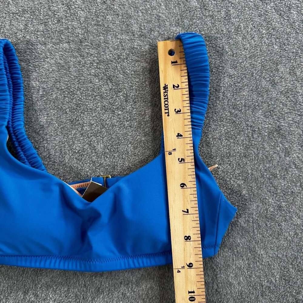 J Crew Scrunchie-strap Squareneck Bikini Swim Top Women's XXS Blue New BM431 - Image 2