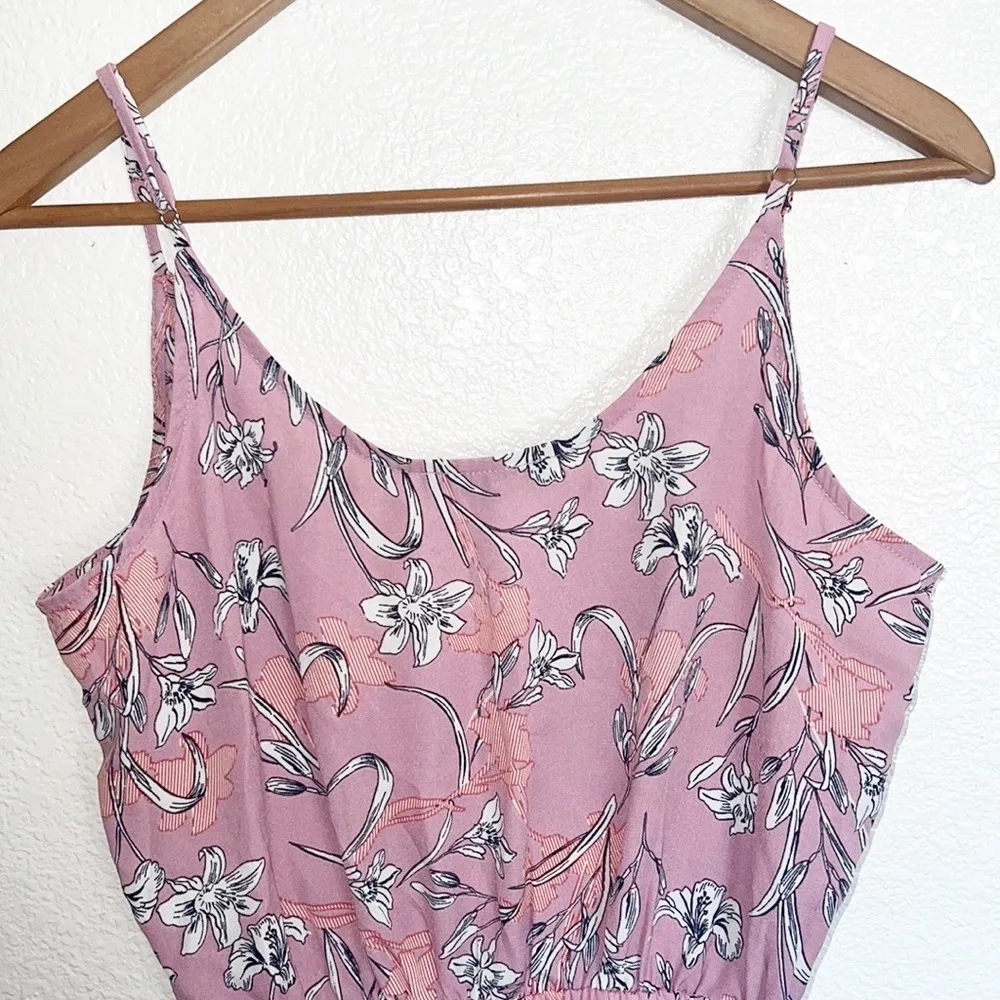 Blashe Pink Floral Spaghetti Strap Summer Polyester Romper Size M - Image 9