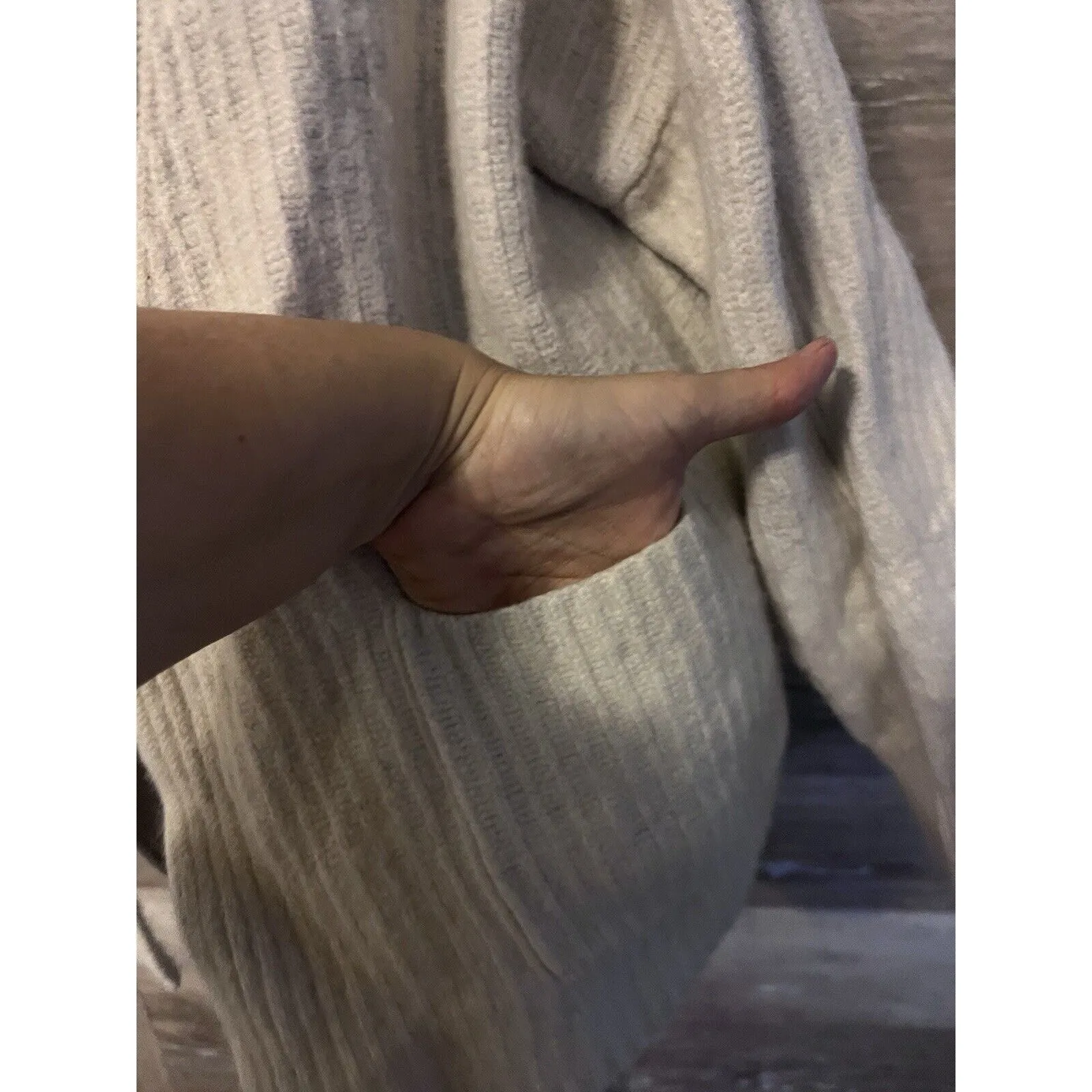 Madewell Open Cardigan Knit Merino Wool Cream Oatmeal Sz M Cropped Ivory Pocket - Image 3