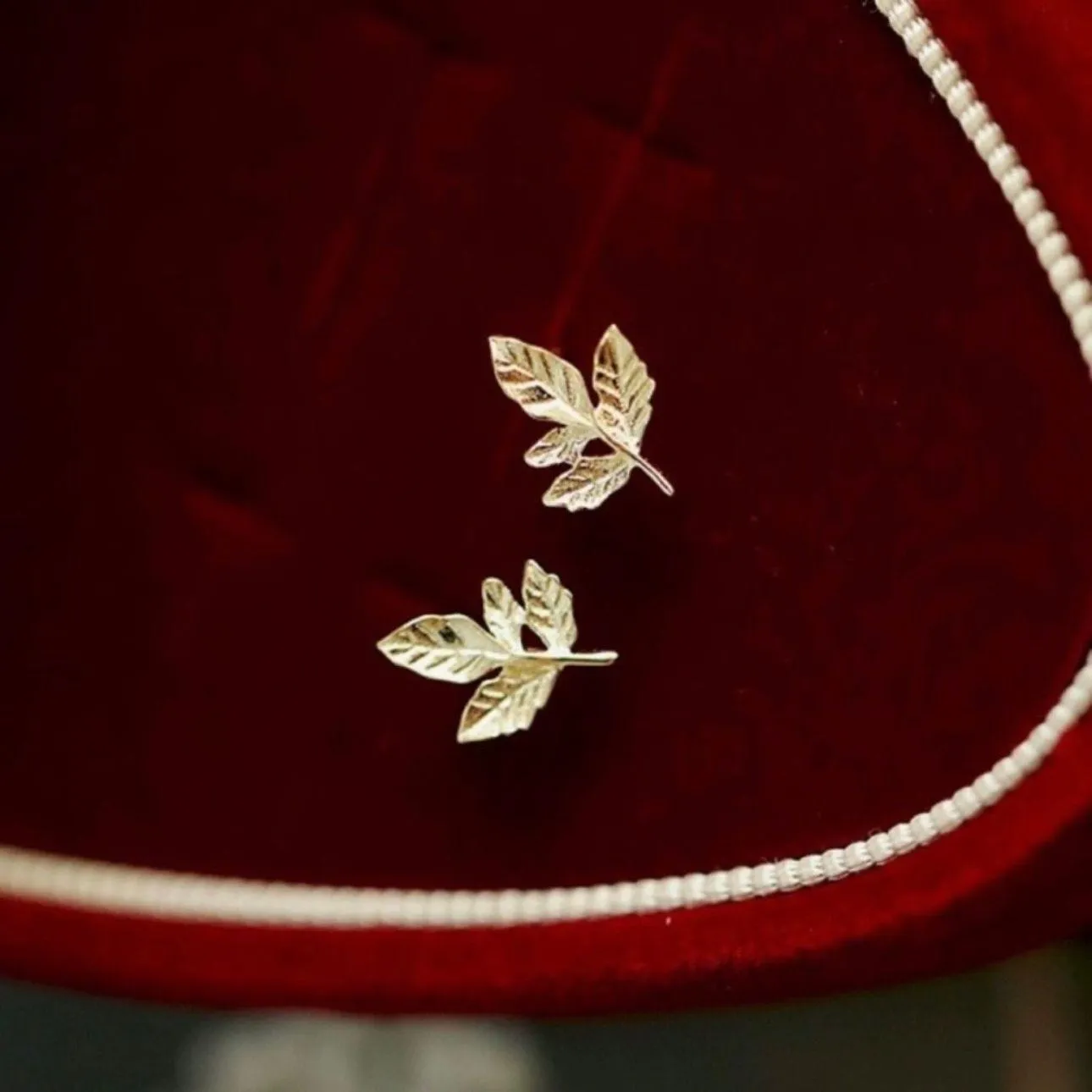 18K Gold Plated Small Tiny Gold Leaf Stud Earrings for Women,Leaves Earrings - Image 3