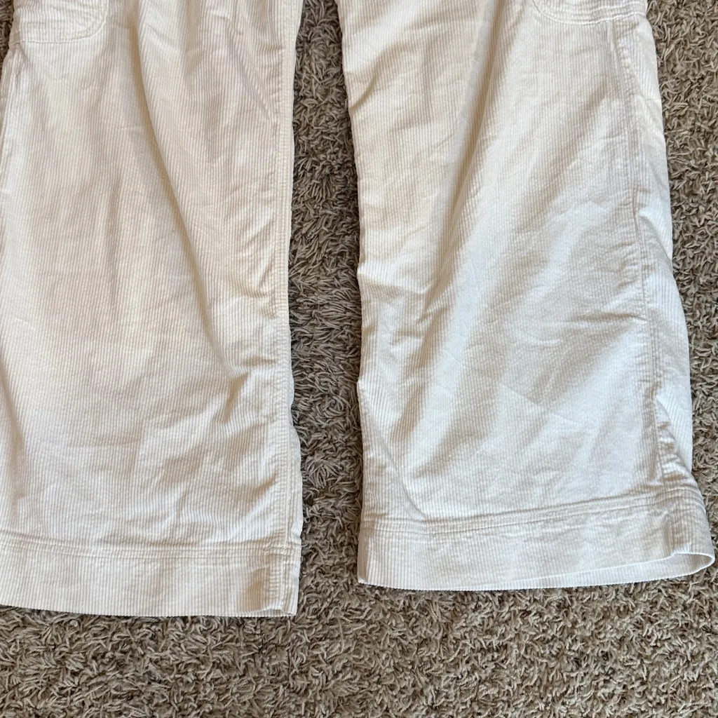 American Eagle Super High-Rise Baggy Wide Leg Cream Corduroy Stretch Pants Sz 16 - Image 3