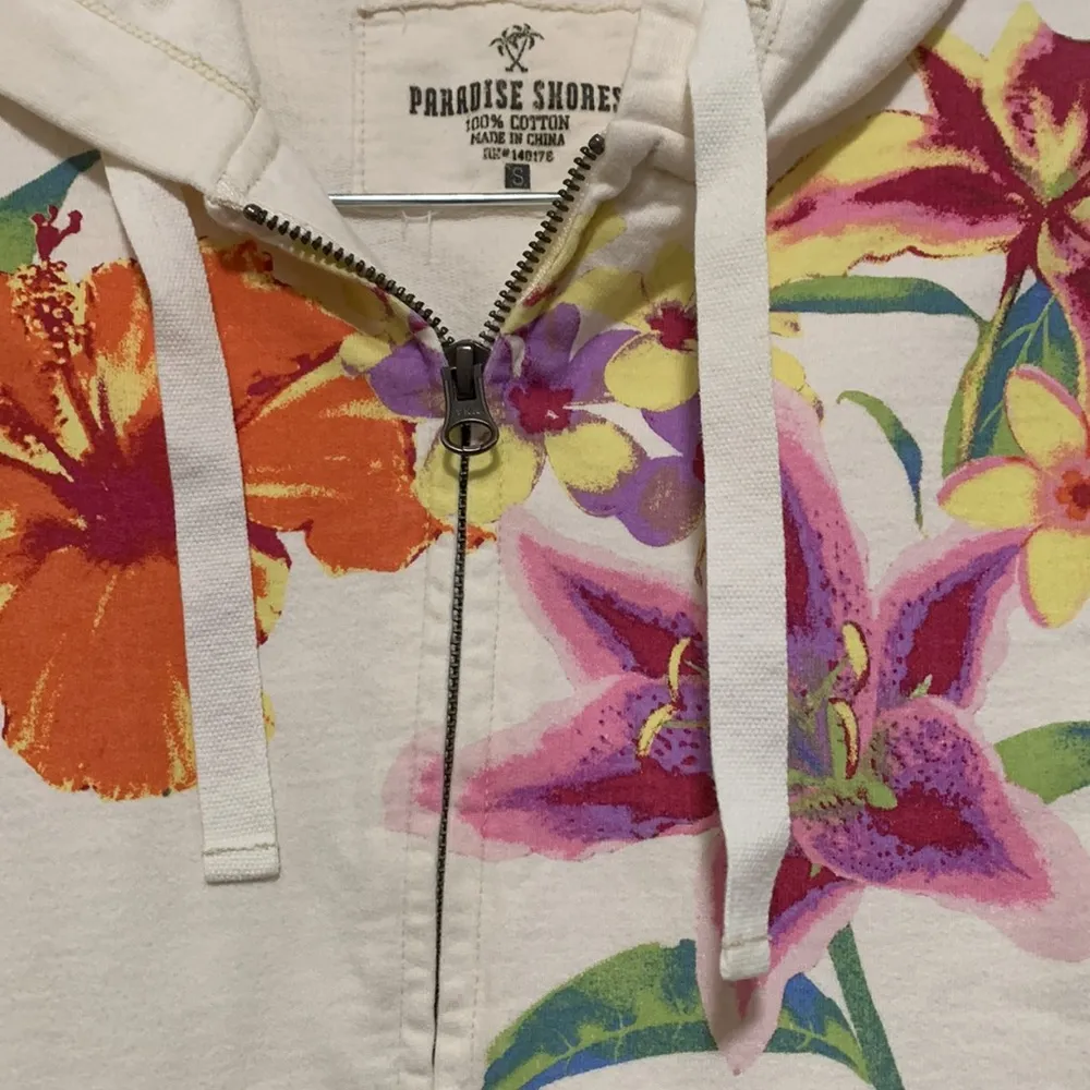 Paradise Shores woman SMALL cotton sweater zip up w/ hoodie Pink - Image 5