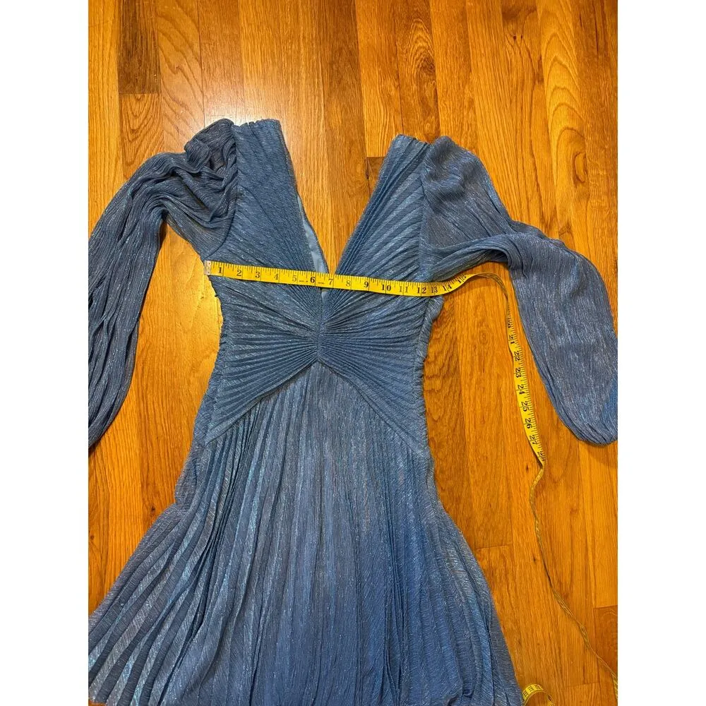 Ever New Melbourne Women’s 4 Madison Pleated Plisse Blue Sparkle Mini Dress - Image 3