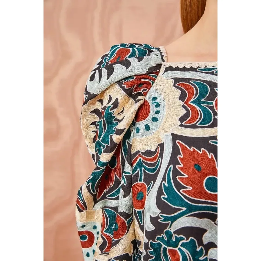 Ulla Johnson Siya Blouse & Dimi Skirt Embroidered Matching Set Lapis size 0 - Image 5