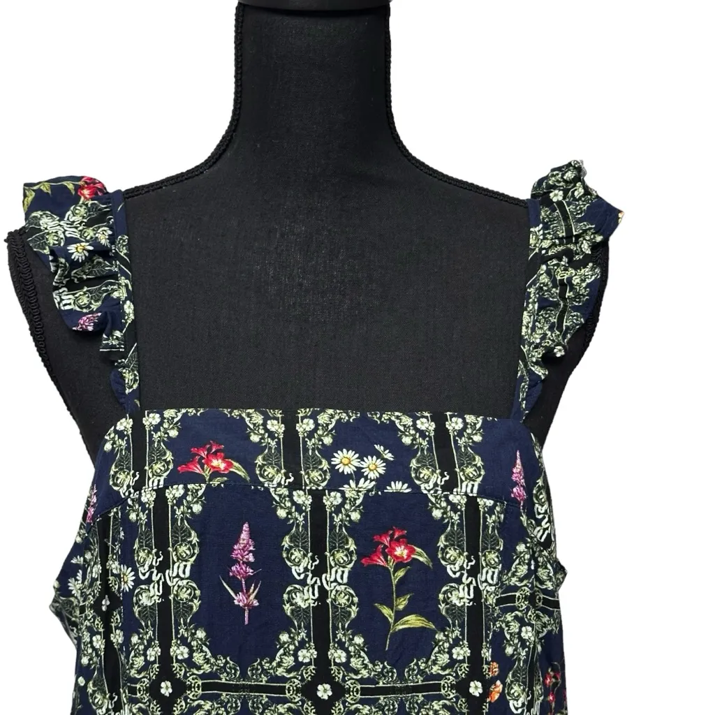 Women's Size XL Dainty Floral Tile Print Flutter Sleeve Mini Dress Agua Bendita‎ Blue - Image 2
