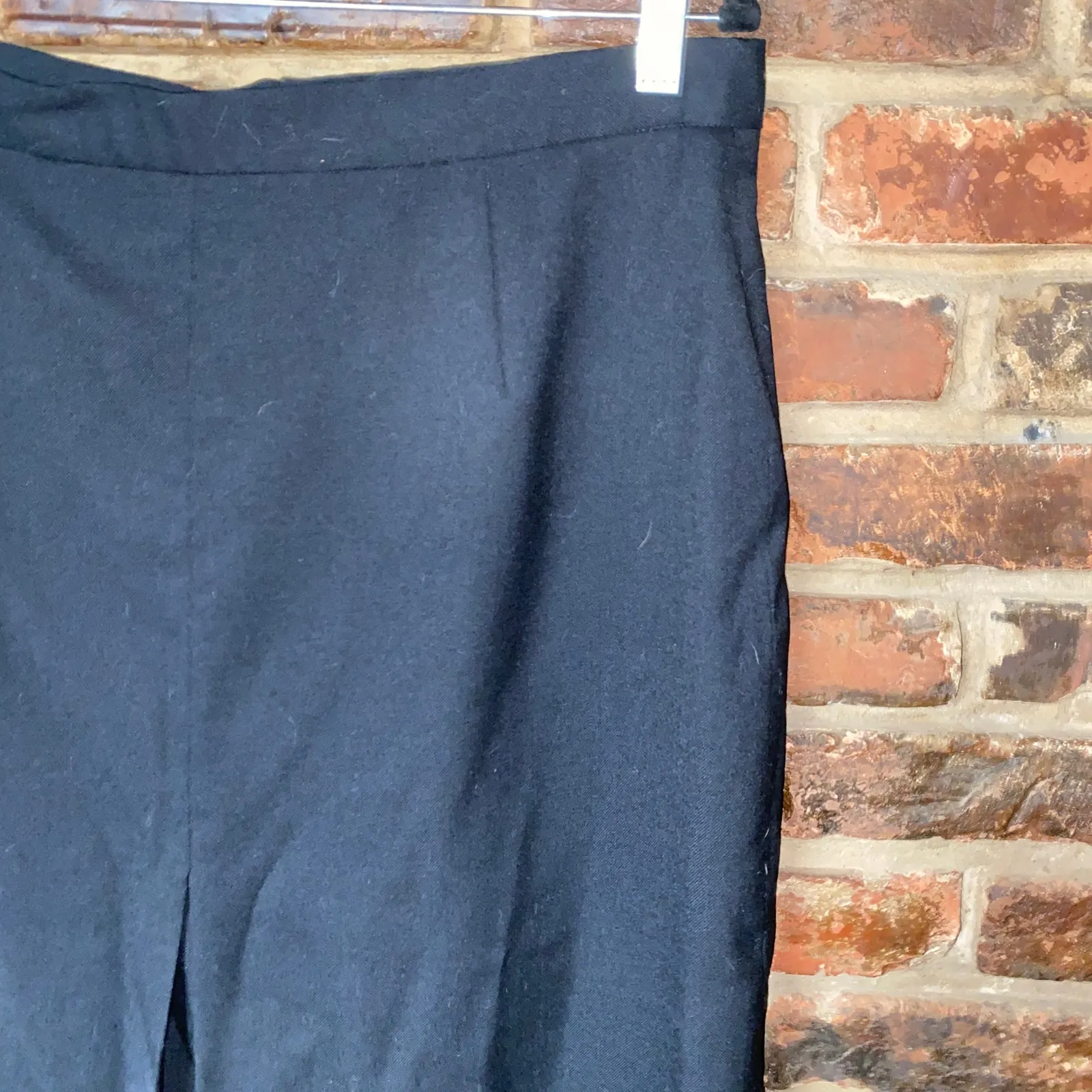 Parisian Vintage Fine Worsted Wool Black Pleated Midi Skirt Women's Size 14 - Image 2