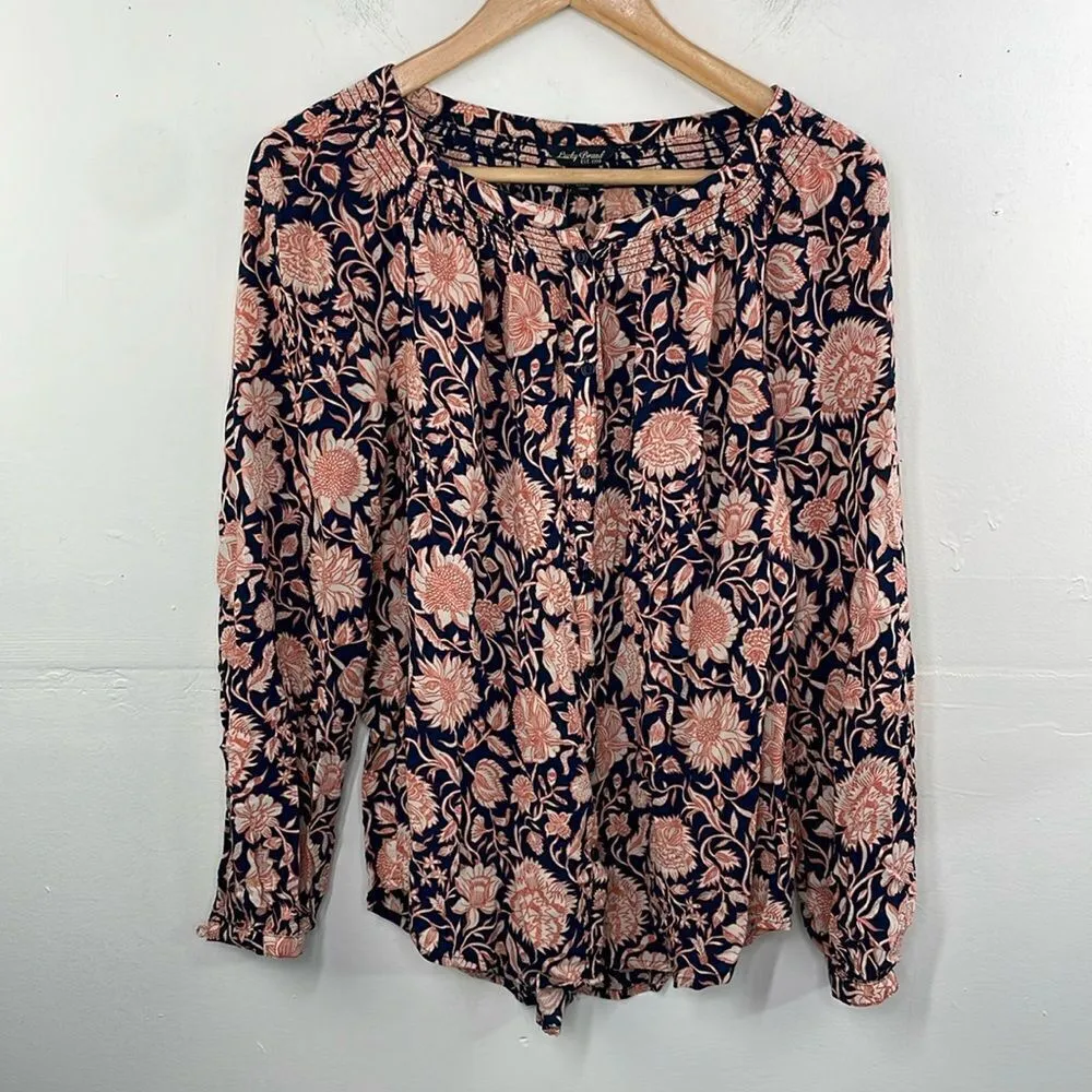 Lucky Brand Floral Button Down Long Sleeve Boho Top size Small - Image 3