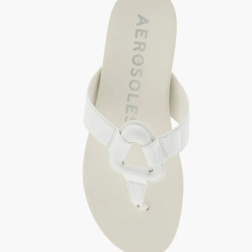 NEW AEROSOLES Fallon Harness Sandal Color: White Patent Faux Leather - Image 5
