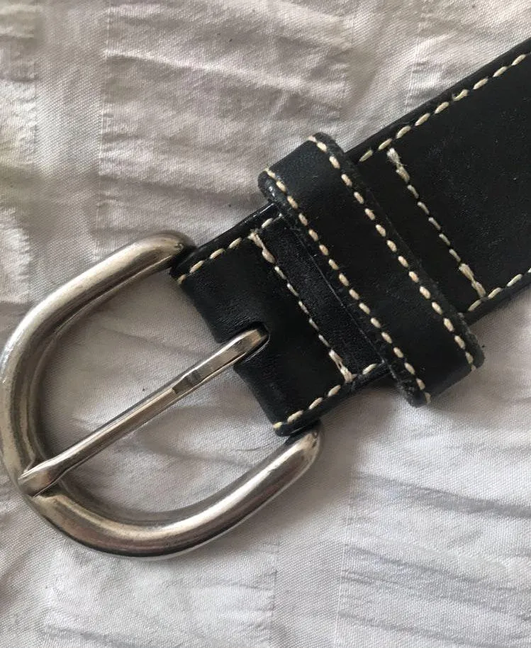 J.Crew Black Leather Beaded Belt - Image 4