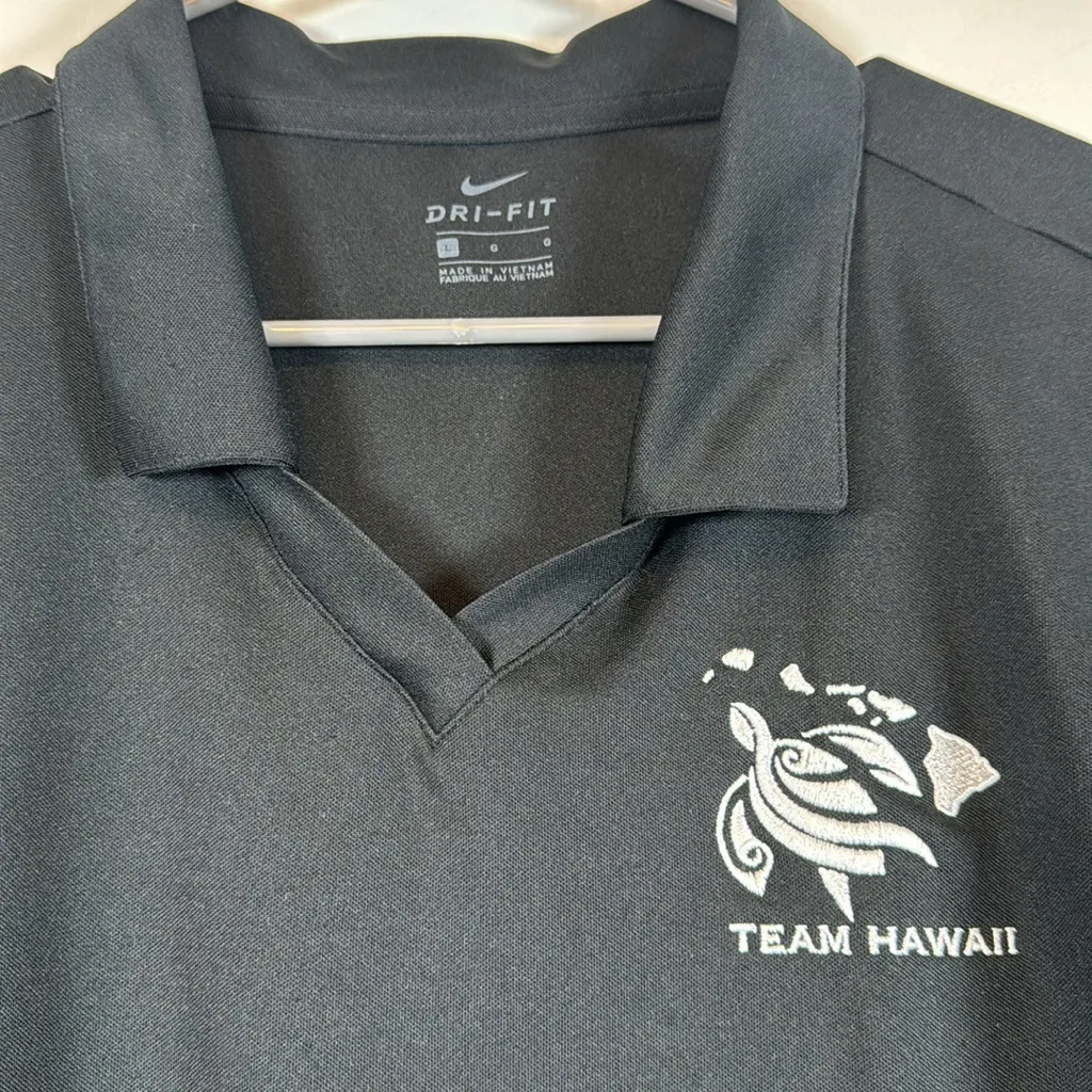 Nike Dri-Fit Black Polo Shirt Team Hawaii Embroidered S/S Size Large EUC #2505 - Image 3