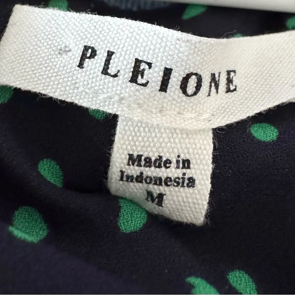 Pleione Navy and Green Polka Dot Blouse - Image 3