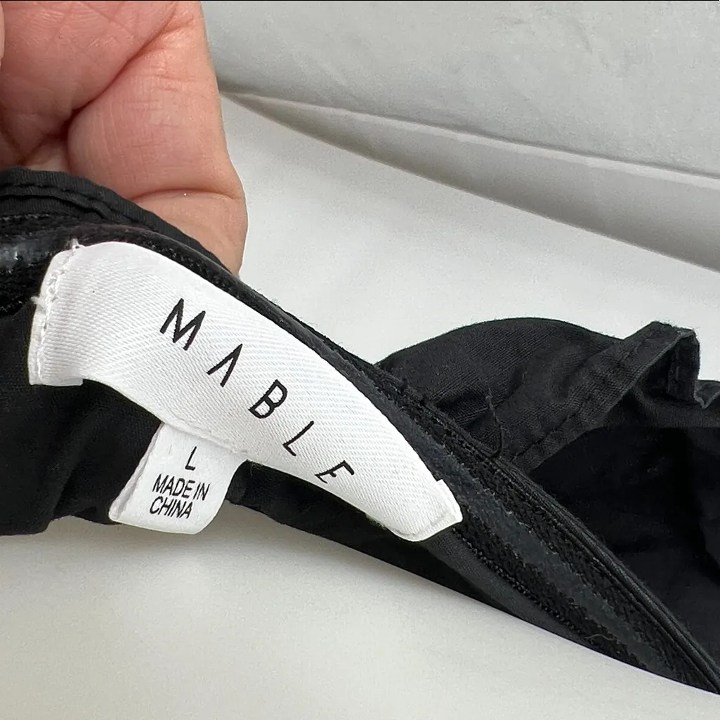 MABLE Black Ruffled Strapless Blouse anthropology Size L - Image 4