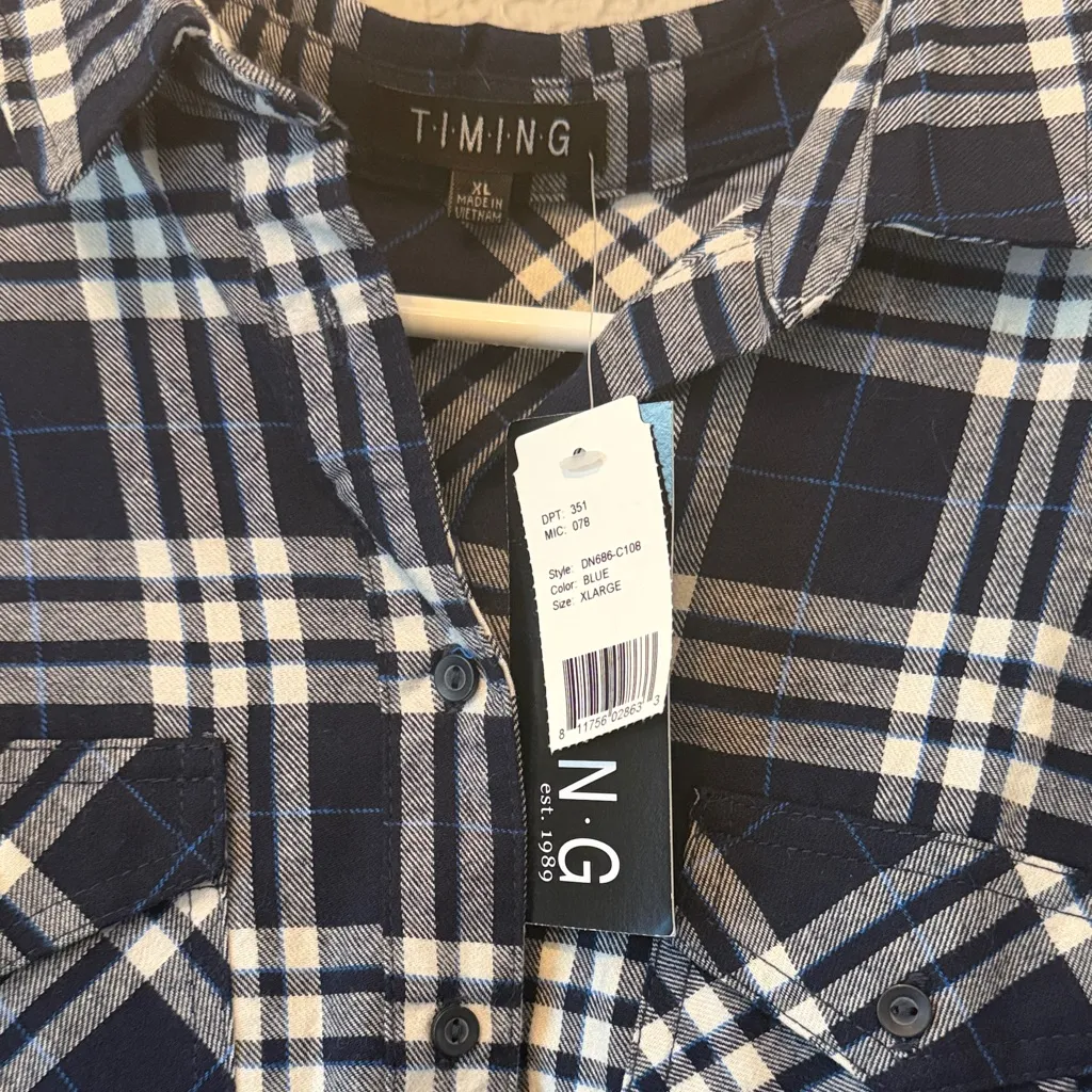Timing Blue and White Checkered flannel - Image 2