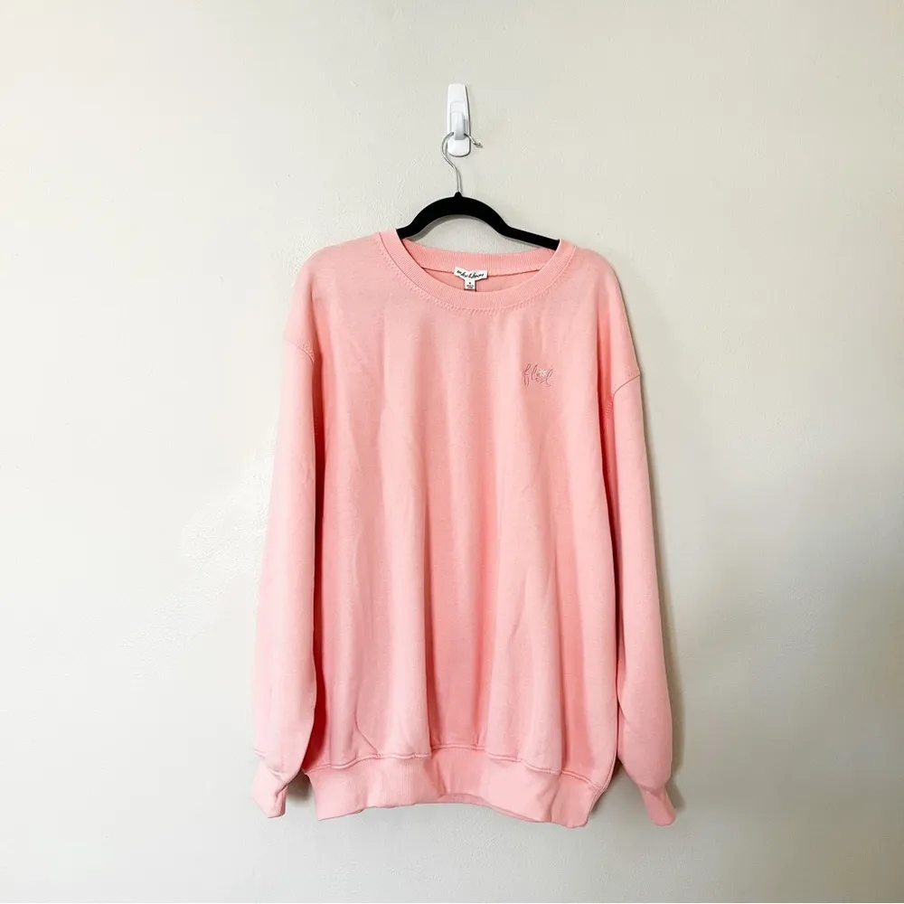 NWT FOR LOVE AND LEMONS Crewneck Fleeced Sweatshirt Pink Small - Image 84