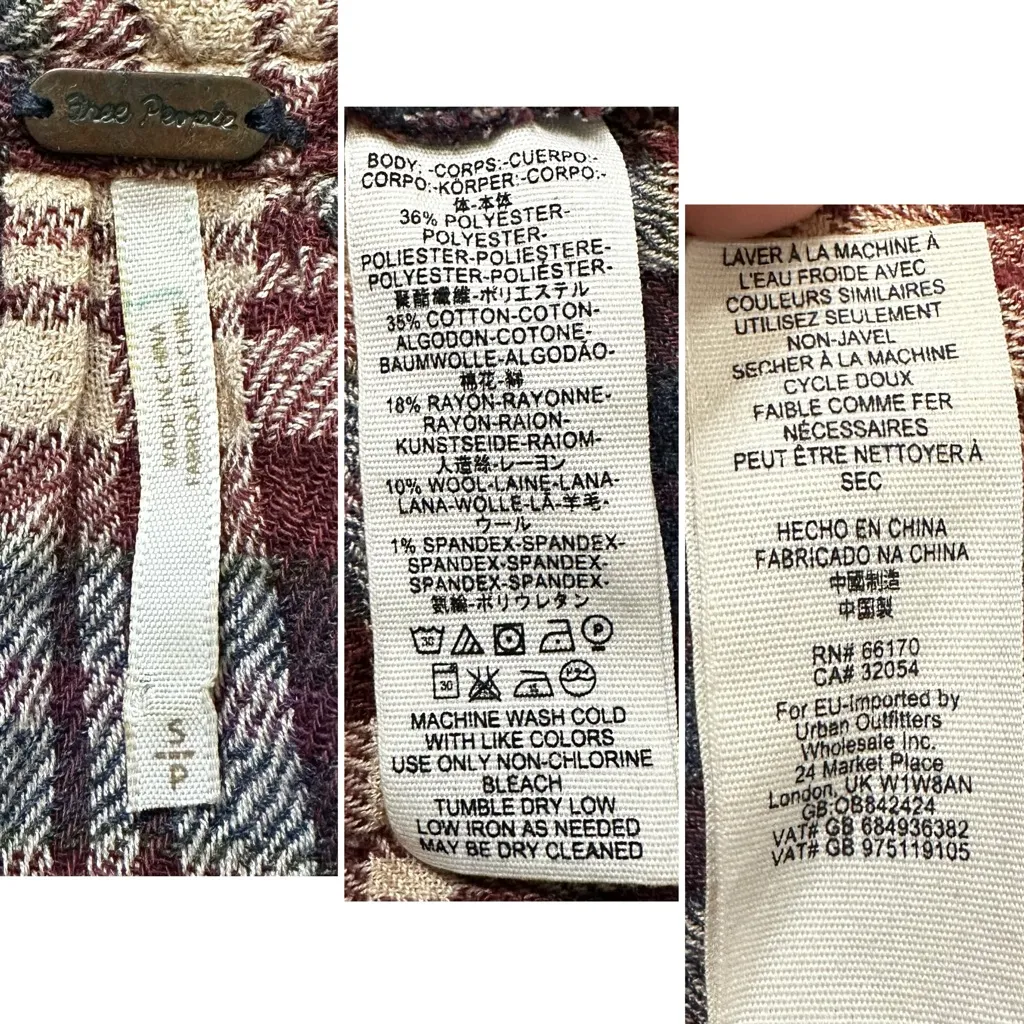 Free People Northern Bound Plaid Flannel Popover Top, Sz Small - Image 12