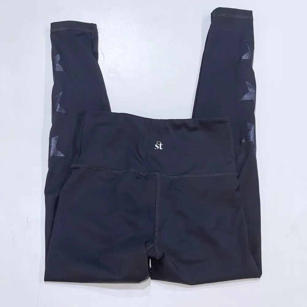 StrutThis M Star Ankle Legging Gray Black Glitter Workout Tight Pant Compression - Image 4