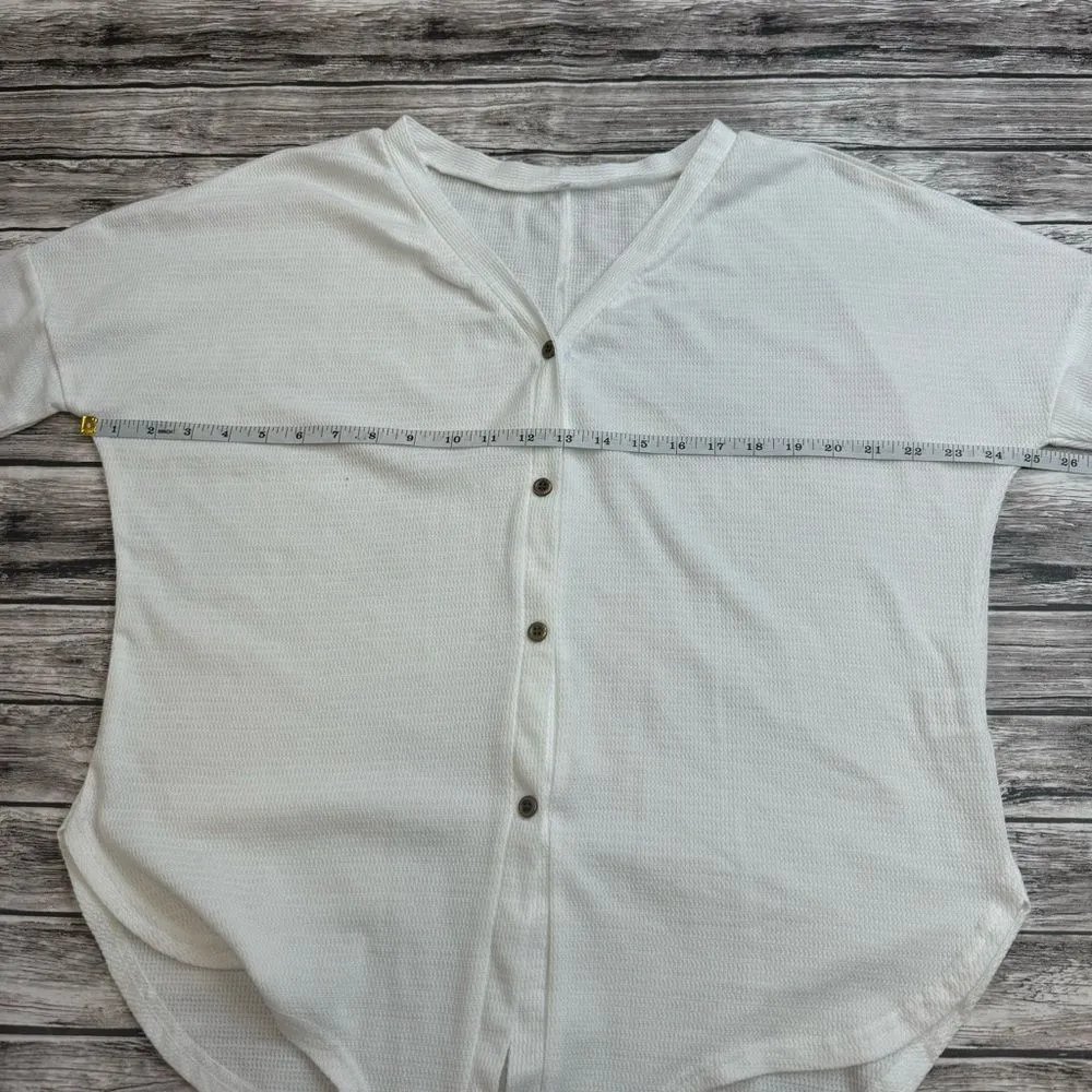 Unbranded Womens Sheer Front Tie Button Front V Neck White Cardigan M Med Medium - Image 9