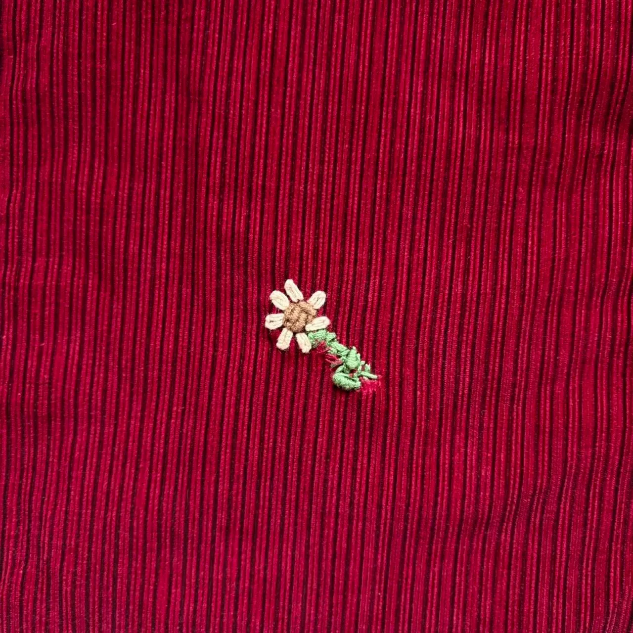 Vintage Lee Riders Floral Embroidered Red Corduroy Jeans 26 Waist - Image 6