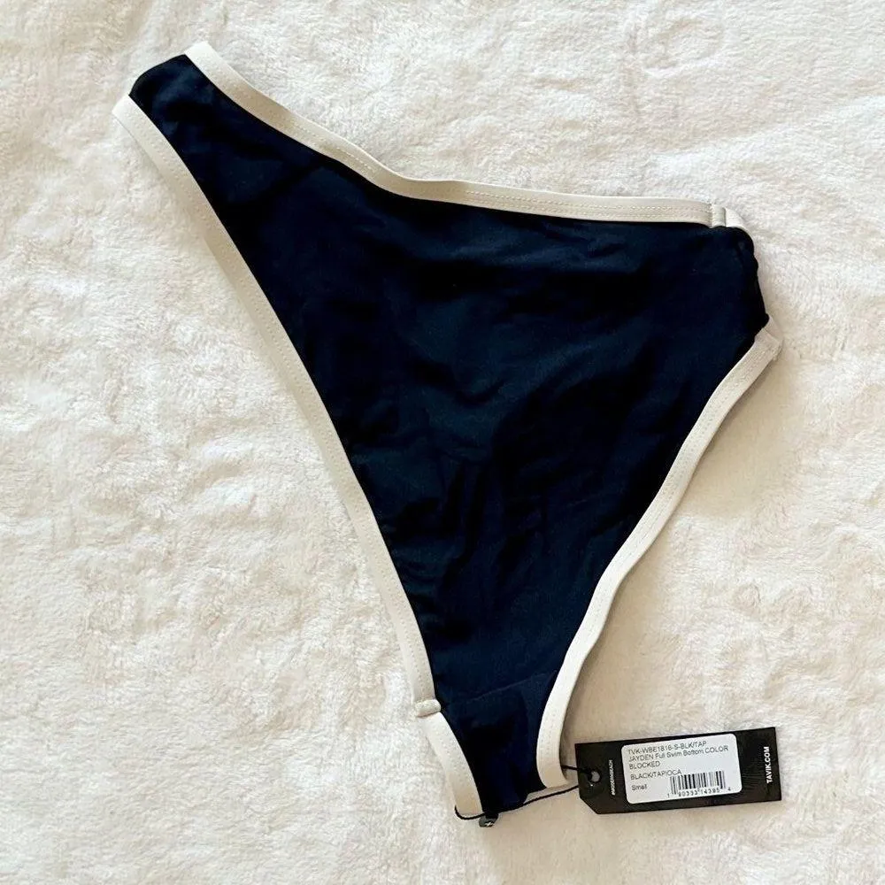 NWT Tavik Jayden Full Coverage Color Blocked Swim Bottom in Black Tapioca - Image 6