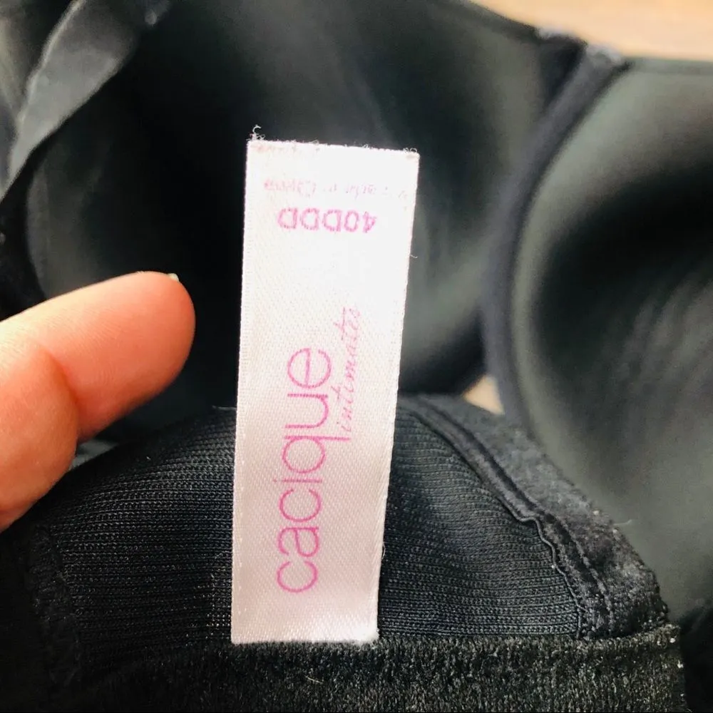 Cacique  Black Full Coverage Bra 40ddd Back Comfortable Solid‎ Satin - Image 5