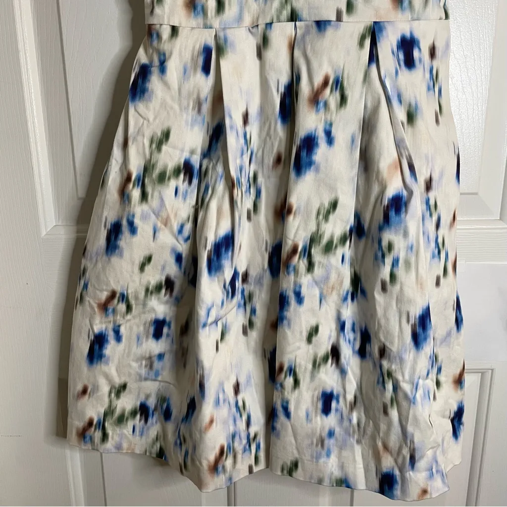 Reiss White & Blue Mini Dress With Side Zipper Size 4 cutout design chic - Image 3