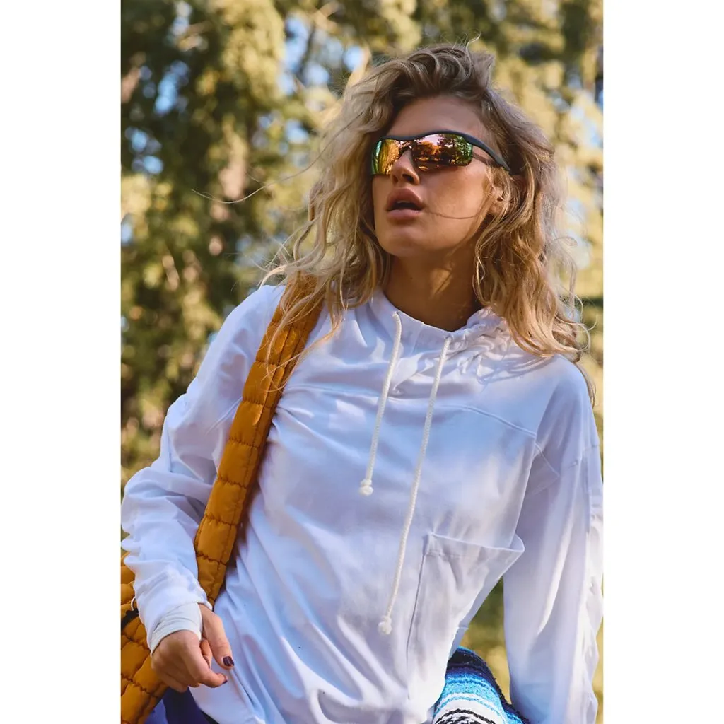 FREE PEOPLE Movement Hot Shot Stretch Cotton Fleece Hoodie in White Size Medium - Image 8