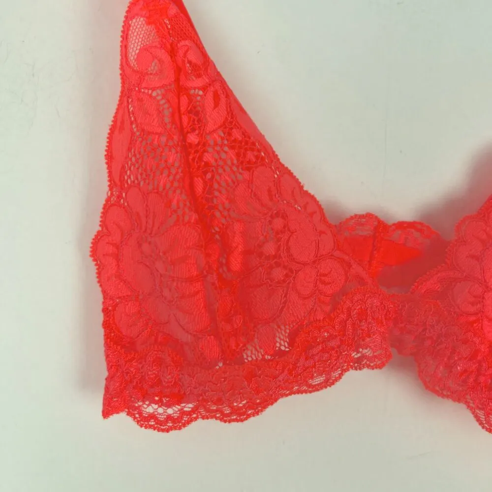 NWT We are HAH x Free People Chi Bralittle Lace Bra Fried Salmon Size XS NEW - Image 3