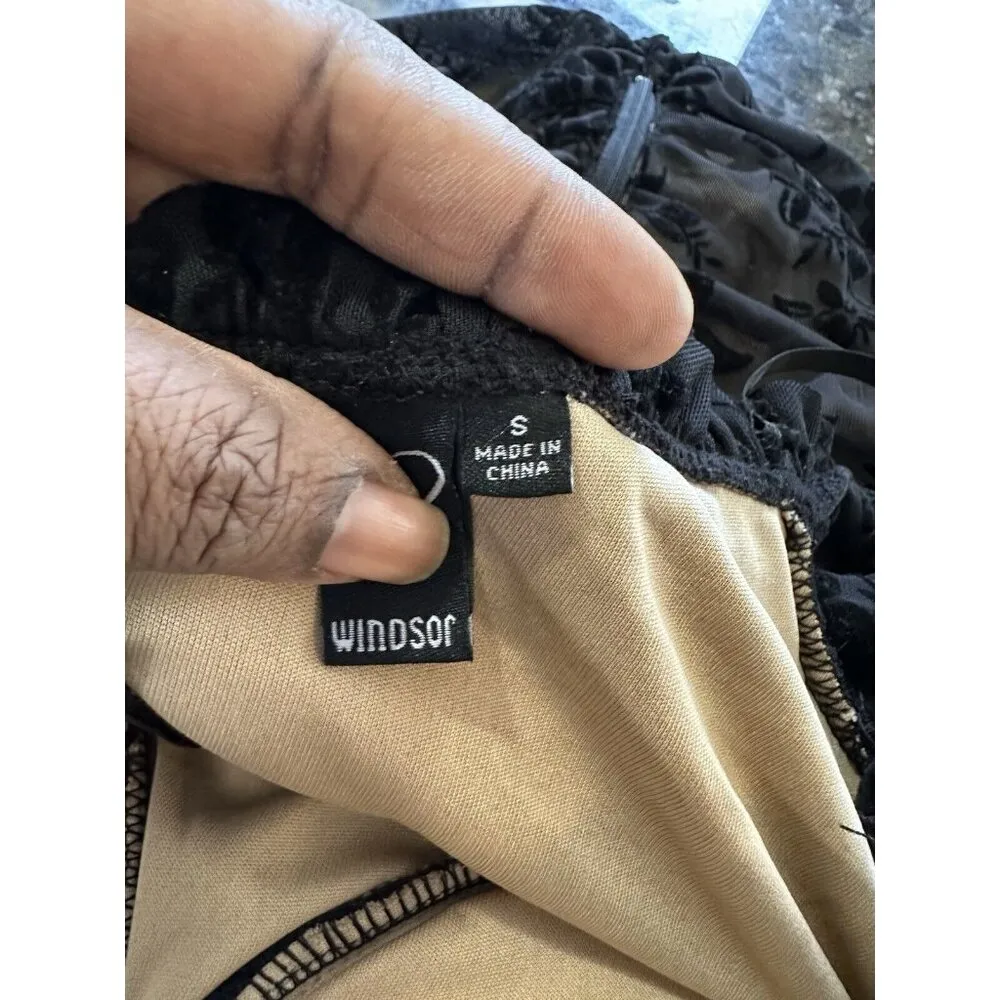 Windsors Burnout Velvet Dress Womens Small Party Slinky Ruched Bodycon Mini Racy - Image 6