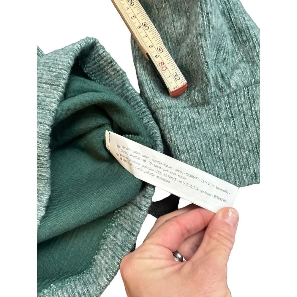 Zara Women’s SZ M Crop Balloon Sleeve Green Knit Sweater Top - Image 7