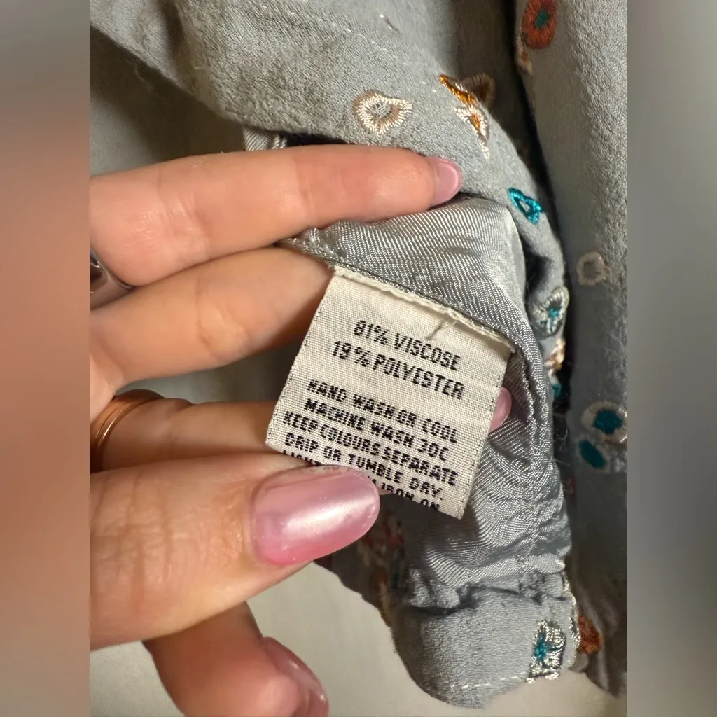 GHOST London Embroidered Blue Floral Open Cardigan Medium - Image 8