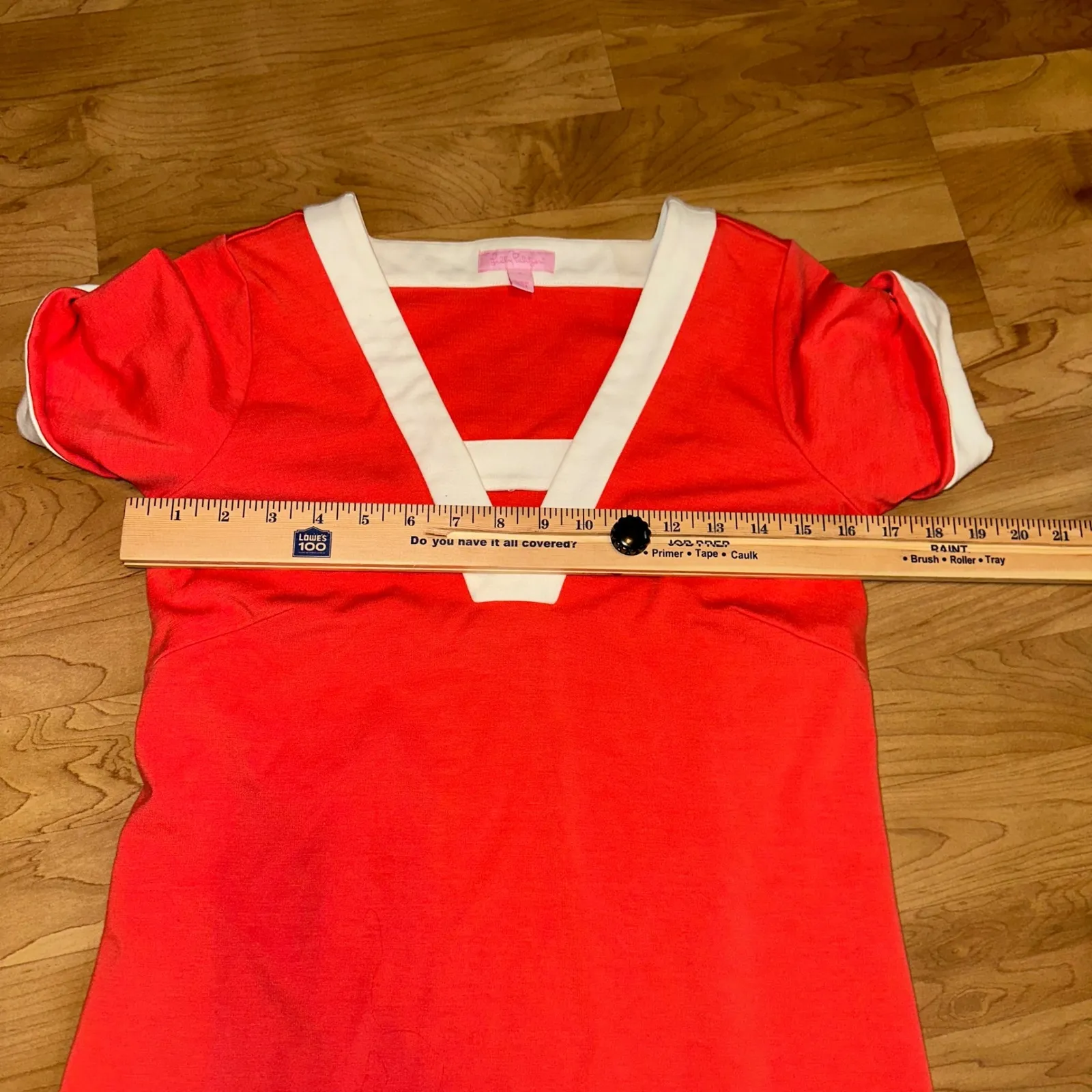 Lilly Pulitzer Womens Dress‎ Size 6 Red Orange White Shift Short Sleeve Pockets - Image 12