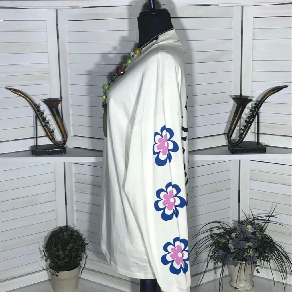 Urban Outfitters Y2K Sweatshirt Life Advice Oversized Tee Floral Graphic Cream M - Image 6