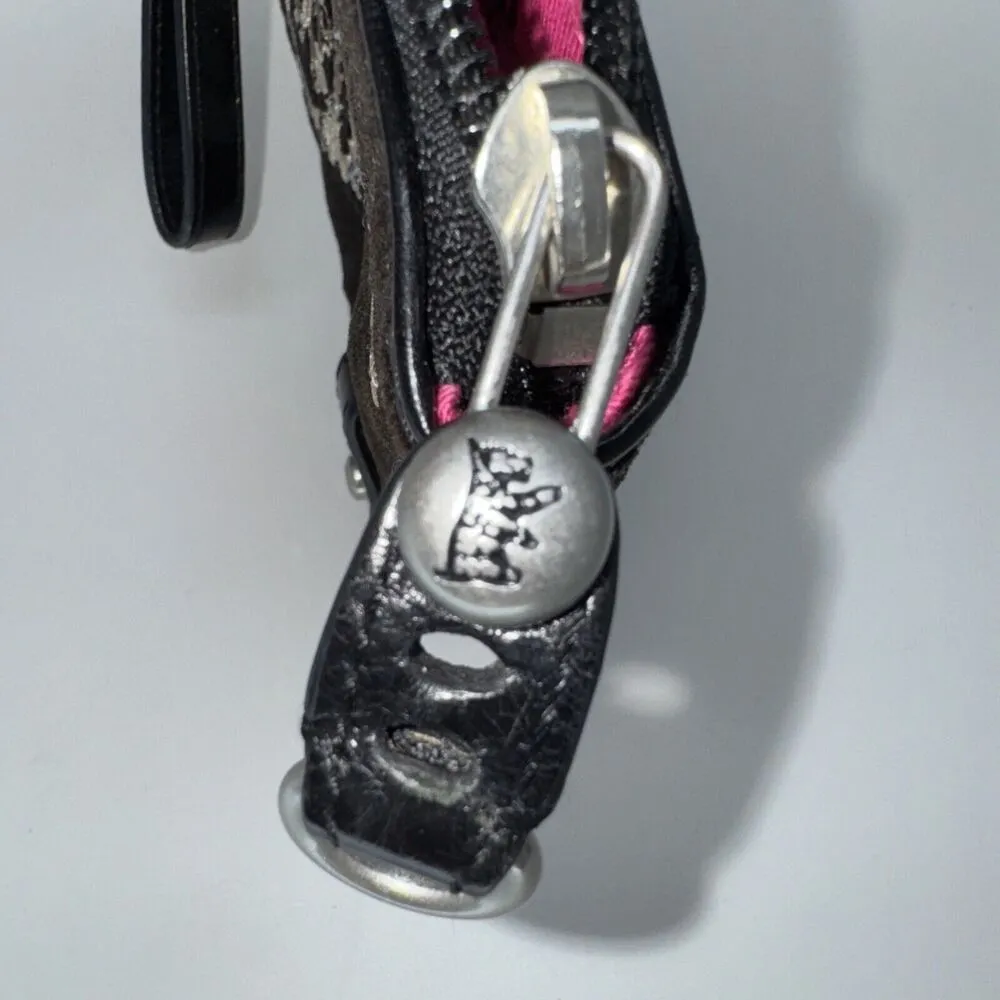 Y2K OG Juicy Couture Black Velour Wristlet Wallet 8x6" Leather 2000s Authentic - Image 3