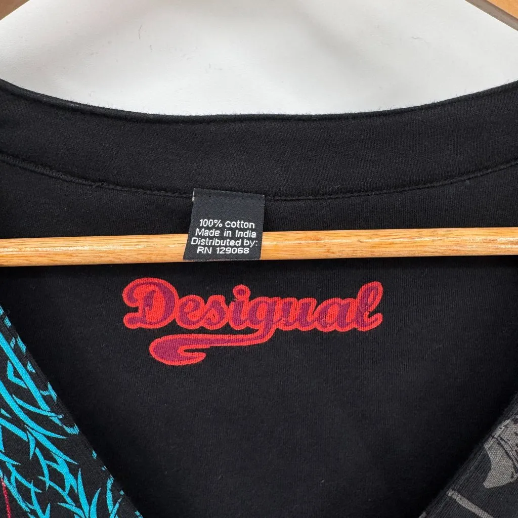 Desigual Artsy Collage Floral Bicycle Dress Womens‎ Small Black Cotton - Image 7