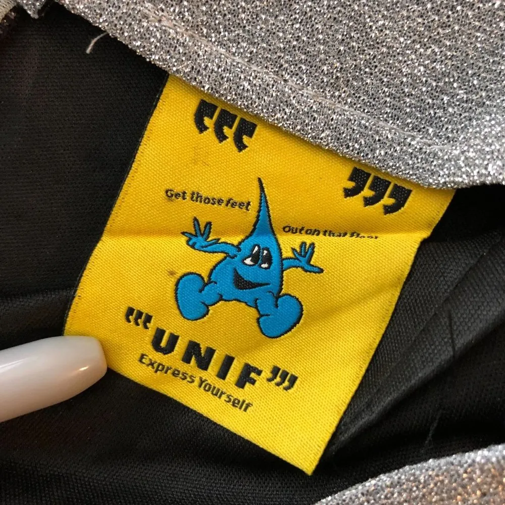 UNIF O-Ren Dress Mini Bodycon Rhinestones Square Neck Silver Gray XS - Image 6