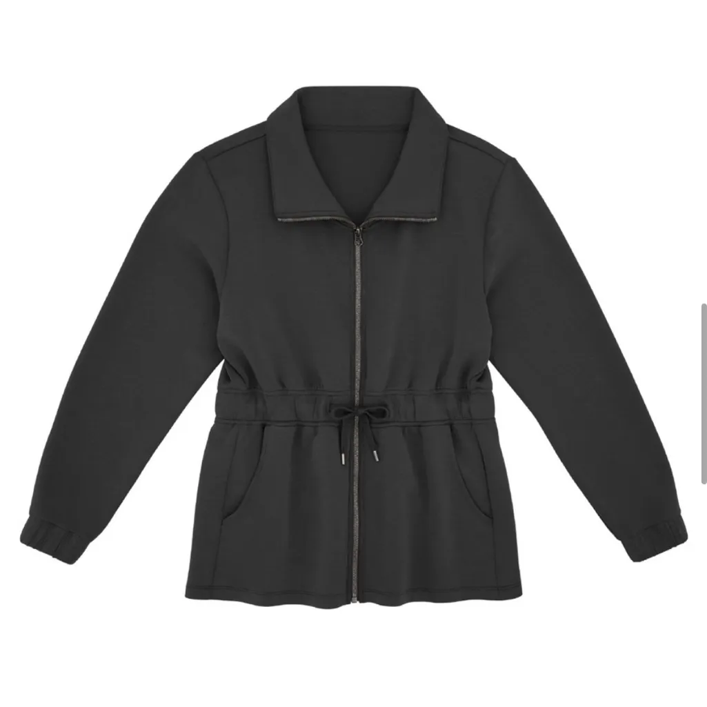 Black Utility Jacket with‎ Drawstring Waist and Zip Front Member’s Mark Size Med - Image 3