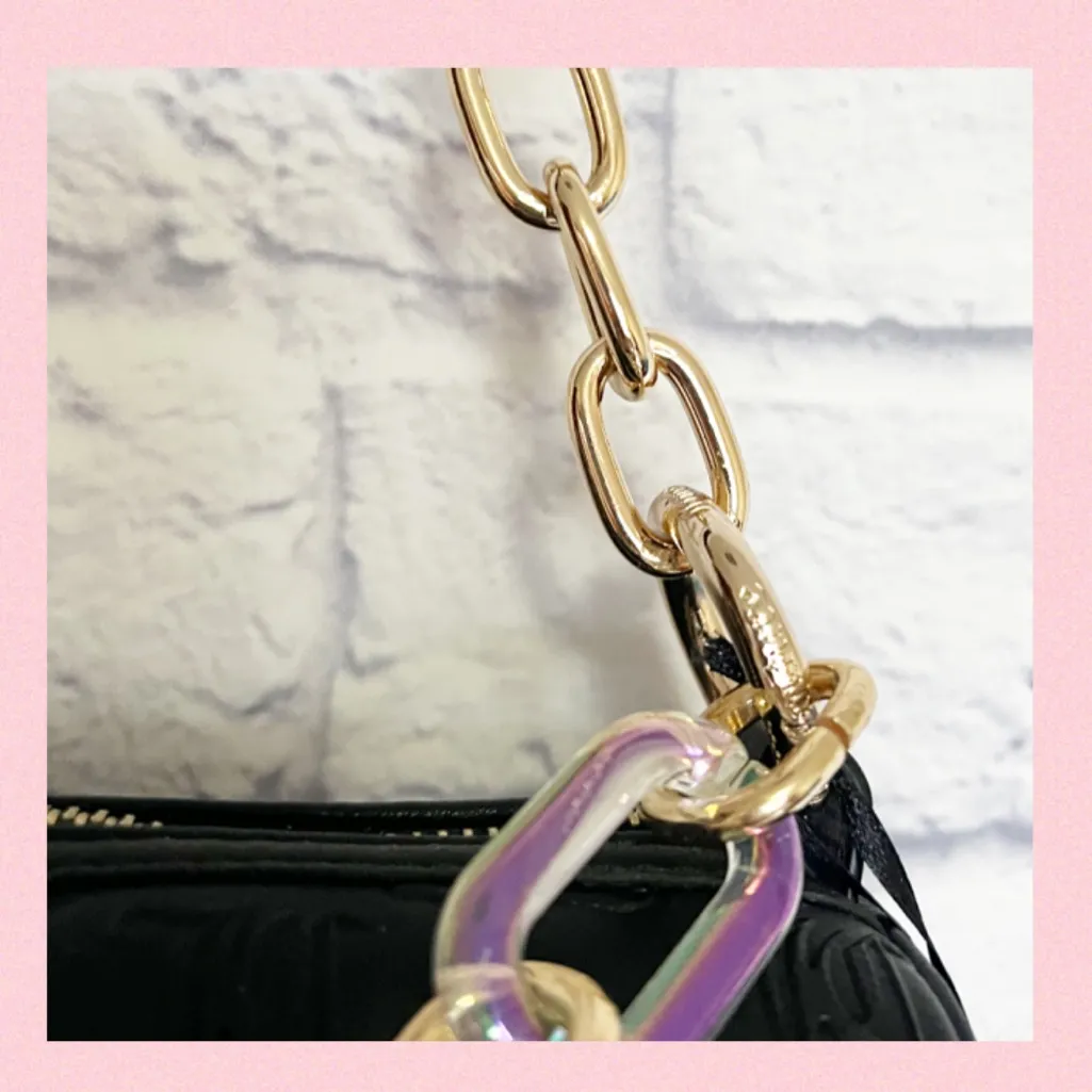 JUICY COUTURE Bling Bling Barrel Handbag Black Gold Chain Bling “JUICY” Logo - Image 12